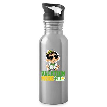 Vacation Mode On Katze Urlaub Spruch Hawaii - Trinkflasche mit integriertem Trinkhalm - Lightsilver - Rechts
