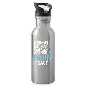 Heimat ist wo man auch abends Moin sagt  - Trinkflasche mit integriertem Trinkhalm - Lightsilver - Rechts