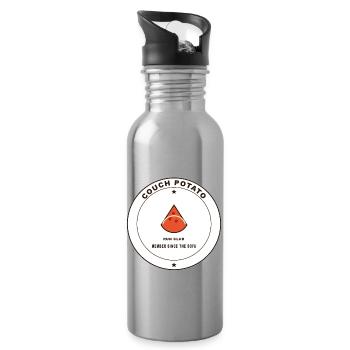 Couch Potato Laufclub Logo - Trinkflasche mit integriertem Trinkhalm - Lightsilver - Rechts