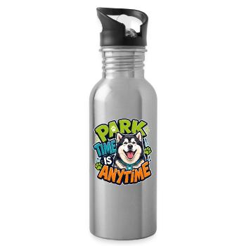 Alaskan Malamute - Trinkflasche mit integriertem Trinkhalm - Lightsilver - Rechts