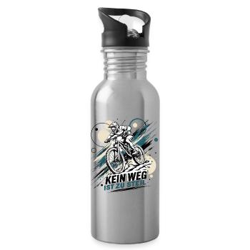 Kein Weg Ist Zu Steil - Trinkflasche mit integriertem Trinkhalm - Lightsilver - Rechts