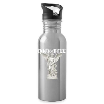 Rock-'n'-Roll-Engelstatue - Trinkflasche mit integriertem Trinkhalm - Lightsilver - Rechts