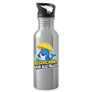 Wal mit Regenschirm für alle Fälle Regen Humor - Trinkflasche mit integriertem Trinkhalm - Lightsilver - Rechts