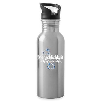 Menschlichkeit Ist Kein Verbrechen T-Shirt Protest - Trinkflasche mit integriertem Trinkhalm - Lightsilver - Rechts