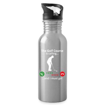 The Golf Course is calling and i must go! golfer - Water bottle with straw - silver - Right