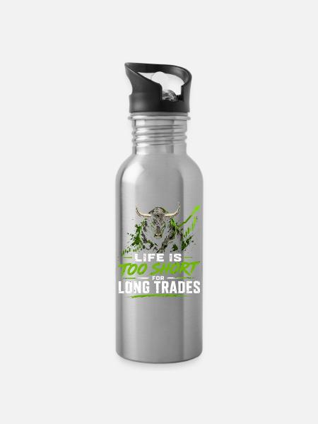 Life is too short for long trades - Green - Trinkflasche mit integriertem Trinkhalm - Lightsilver