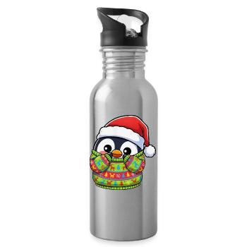 Weihnachten Pinguin Pullover Süßer Cartoon - Trinkflasche mit integriertem Trinkhalm - Lightsilver - Rechts