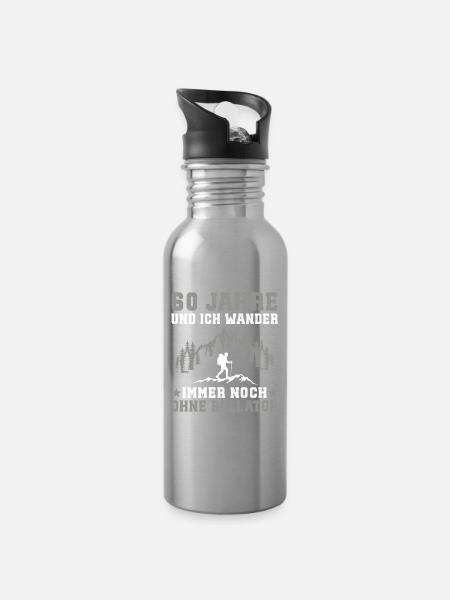 60 Jahre alt Geburtstag Berge wander 60 wandern - Trinkflasche mit integriertem Trinkhalm - Lightsilver