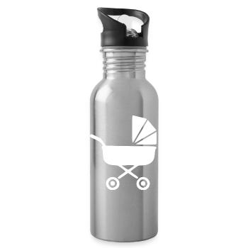 Weißer Kinderwagen Baby Geburt Junge Mädchen  - Trinkflasche mit integriertem Trinkhalm - Lightsilver - Rechts