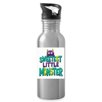 Das süßeste kleine Monster - Trinkflasche mit integriertem Trinkhalm - Lightsilver - Rechts