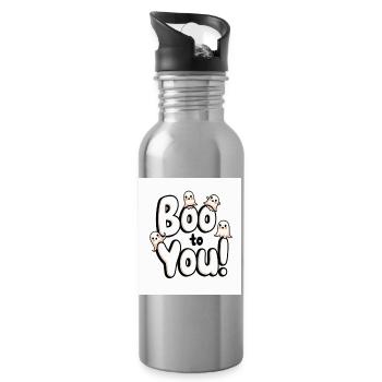 Buh auf dich! Süße Geister Halloween - Trinkflasche mit integriertem Trinkhalm - Lightsilver - Rechts