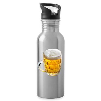 Goldenes Bierglas Motiv - Trinkflasche mit integriertem Trinkhalm - Lightsilver - Rechts