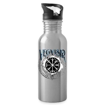 Vikings vegvisir Ragnars Rabe Gross - Trinkflasche mit integriertem Trinkhalm - Lightsilver - Rechts