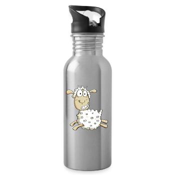 Mouton vilain dessin animé - Gourde avec paille intégrée - argent clair - Droite
