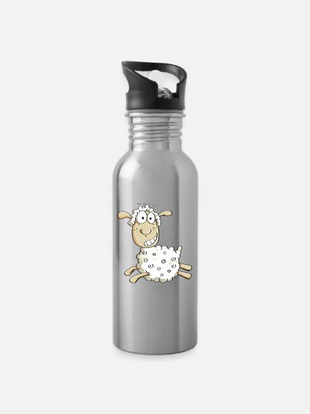 Mouton vilain dessin animé - Gourde avec paille intégrée - argent clair