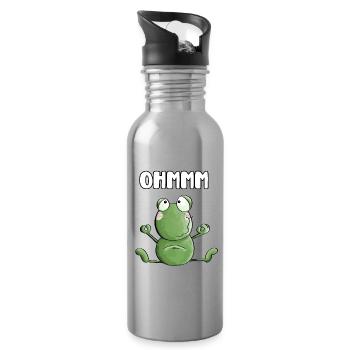 Ohmmm Grenouille - Grenouilles - Crapaud - Yoga - Fitness - Gourde avec paille intégrée - argent clair - Droite