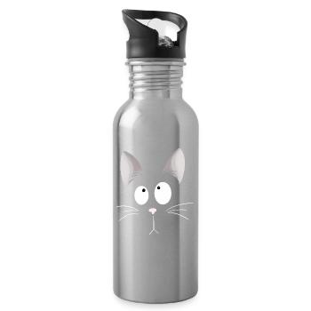 Tête de chat I Cat Face I Comic - Gourde avec paille intégrée - argent clair - Droite