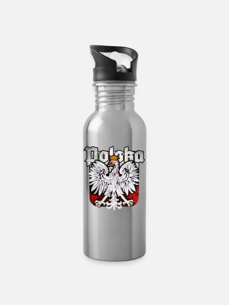 Pologne - Polska - Aigle - Édition Argent - Gourde avec paille intégrée - argent clair