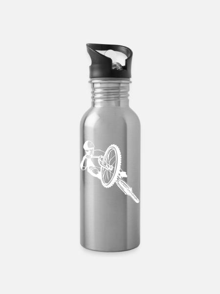 Mountain Bike - Downhill - Water bottle with straw - silver