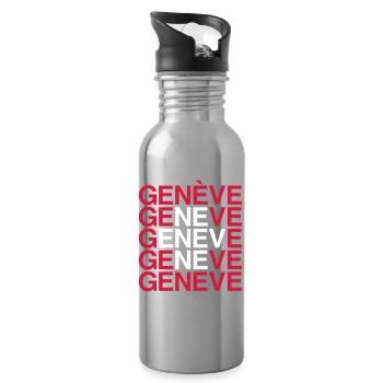 GENÈVE Genève Suisse Suisse Drapeau - Gourde avec paille intégrée - argent clair - Droite