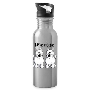 Cute West Highland Terrier - Water bottle with straw - silver - Right