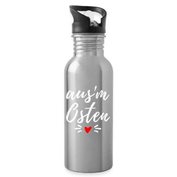 Osten - Ossi - Ost Deutschland - Mauerfall - Trinkflasche mit integriertem Trinkhalm - Lightsilver - Rechts