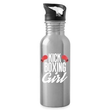Fille de kickboxing femme de kickboxing - Gourde avec paille intégrée - argent clair - Droite