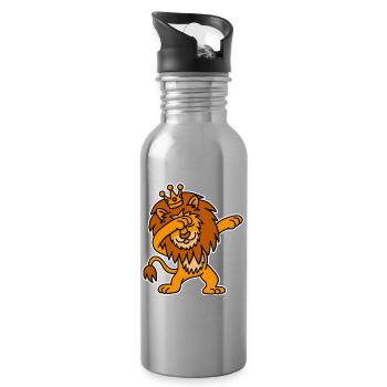 Dabbing Lion Crown Dutch dab King's day King - Water bottle with straw - silver - Right