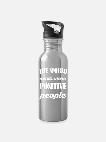 Motto - Trinkflasche mit integriertem Trinkhalm - Lightsilver