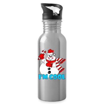 Bonhommes de neige, je suis cool comme la glace - Gourde avec paille intégrée - argent clair - Droite