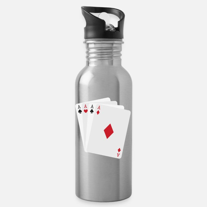 Quatre As Minimalistes - Gourde avec paille intégrée - argent clair