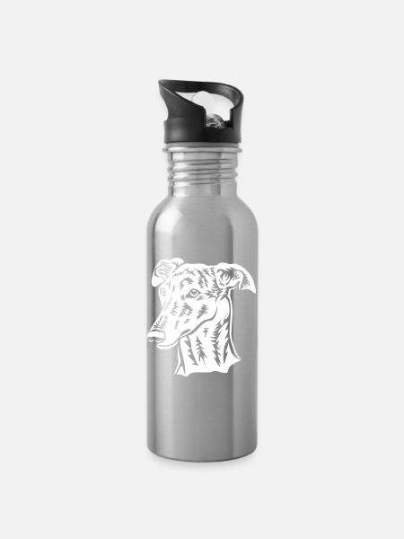 Galgo Tête « Black Edition » - Gourde avec paille intégrée - argent clair