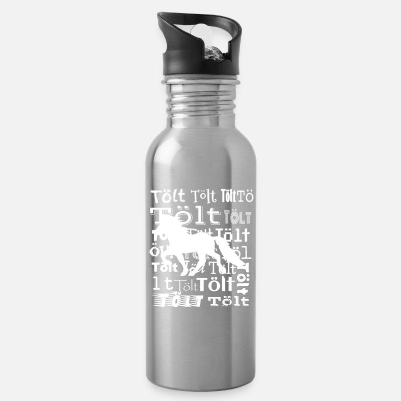 Edles Islandpferd Tölt Statement Damen Mädchen - Trinkflasche mit integriertem Trinkhalm - Lightsilver