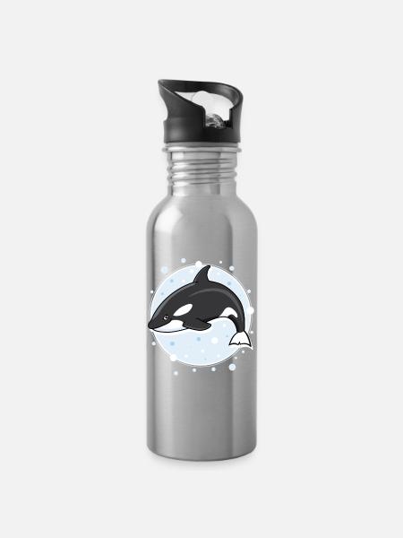 Killer whale - Water bottle with straw - silver