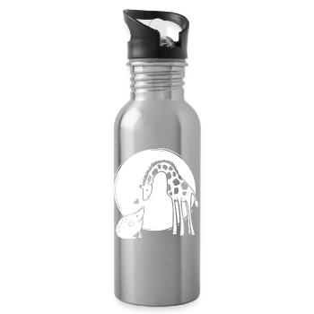 Amour de girafe et hérisson - Gourde avec paille intégrée - argent clair - Droite