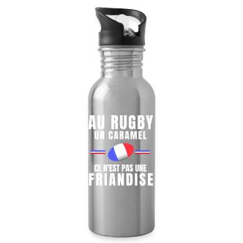 rugby, fan de rugby, rugby sport, rugby humour - Gourde avec paille intégrée - argent clair - Droite