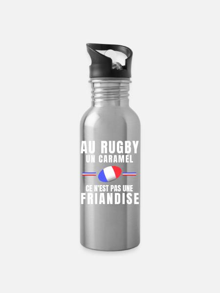 rugby, fan de rugby, rugby sport, rugby humour - Gourde avec paille intégrée - argent clair