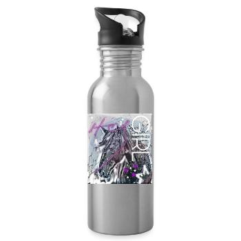 Hey Girl Horse Head - Trinkflasche mit integriertem Trinkhalm - Lightsilver - Rechts