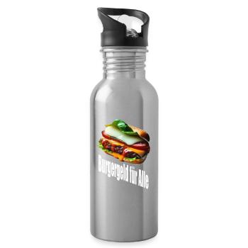 Burgergeld für Alle - Trinkflasche mit integriertem Trinkhalm - Lightsilver - Rechts