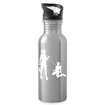 Domina Herrin mit SM Sklavin - Trinkflasche mit integriertem Trinkhalm - Lightsilver - Rechts