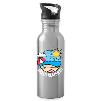 Hello Summer 2 (dark) - Water bottle with straw - silver - Right