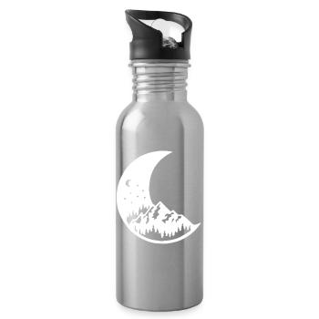 The moon and the white mountain - Water bottle with straw - silver - Right