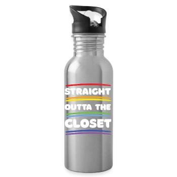 Pride Month – Straight Outta The Closet - Water bottle with straw - silver - Right