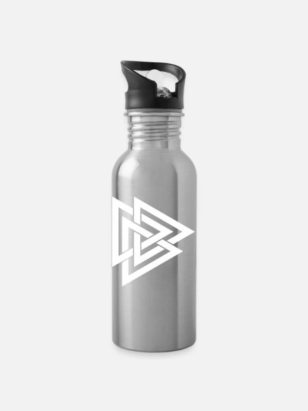 Geometric Braid Line - Water bottle with straw - silver
