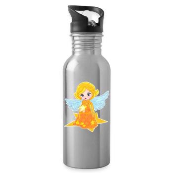 Kawaii Engelchen mit Stern - Trinkflasche mit integriertem Trinkhalm - Lightsilver - Rechts