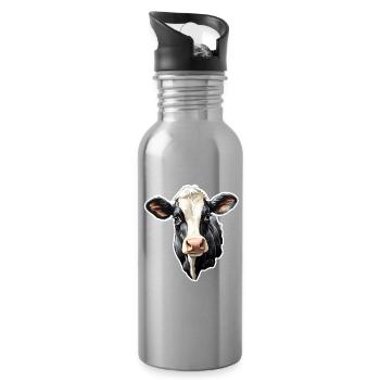 Fermier de cadeaux de la ferme noire et blanche Holst - Gourde avec paille intégrée - argent clair - Droite