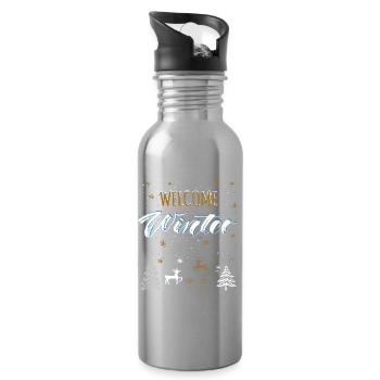 Welcome Winter - Water bottle with straw - silver - Right