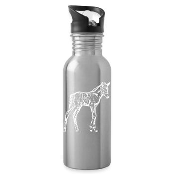Cheval Blanc, Poulain - Gourde avec paille intégrée - argent clair - Droite