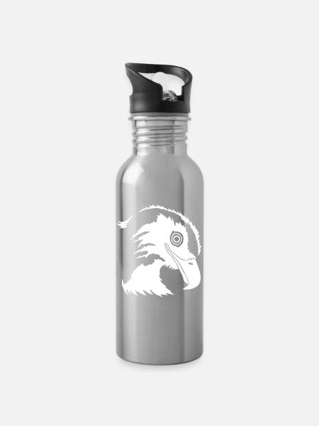 Adlerkopf - Trinkflasche mit integriertem Trinkhalm - Lightsilver
