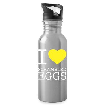 I LOVE SCRAMBLED EGGS Rührei - Trinkflasche mit integriertem Trinkhalm - Lightsilver - Rechts